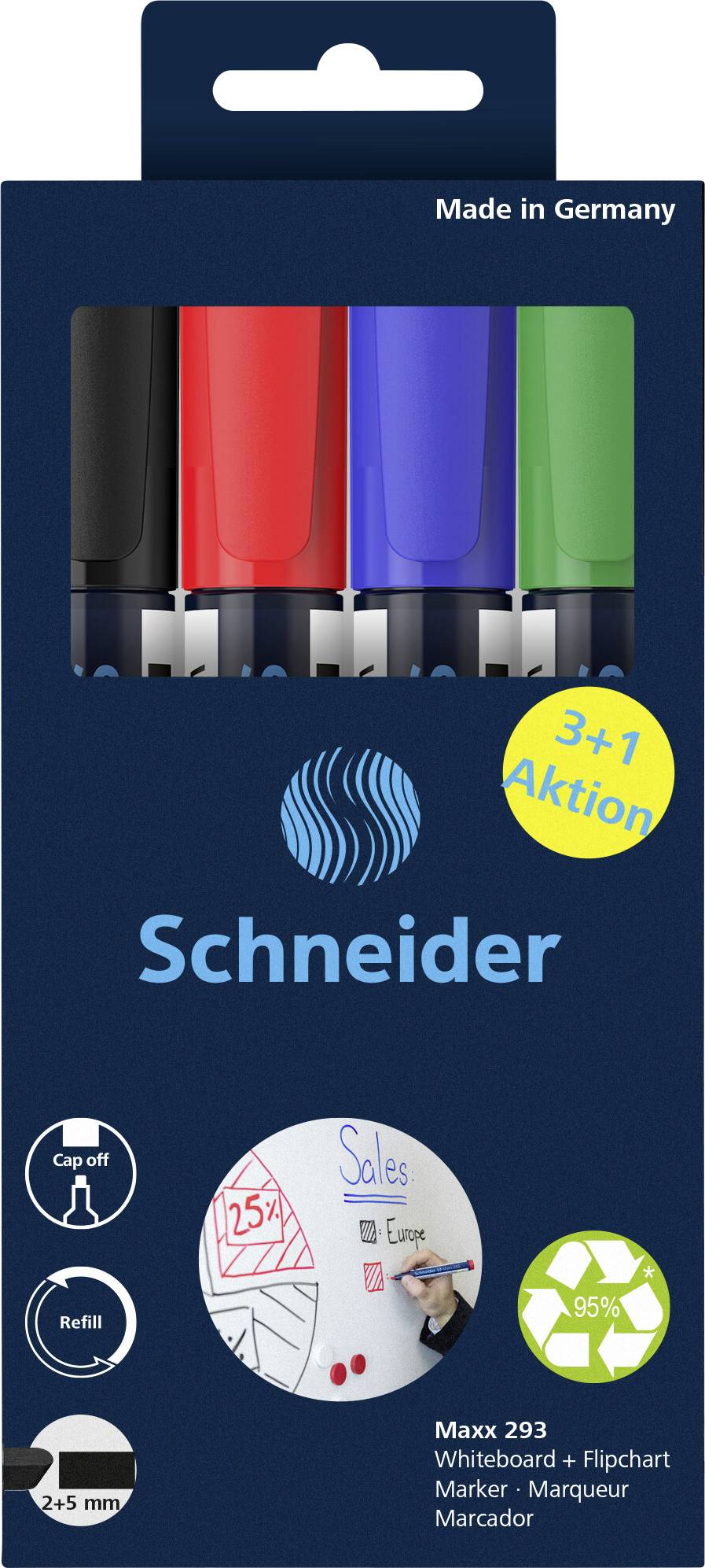 Schneider Schreibgeraete Whiteboard-Marker Maxx 293 4er Set sortiert, 3+1 Aktion 129384 Whiteboard marker 1 pc(s)