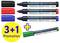 'Schneider Maxx 293 Whiteboard + Flipchart Marker', Promotion: three markers (black, red, blue) plus one green free of charge.