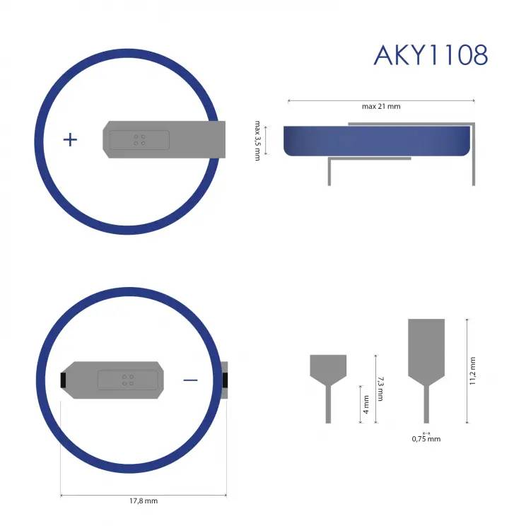 Technical drawing of a rectangular sensor with dimensions: 35 mm length, 21 mm width, 7.5 mm height. Side and top view.
