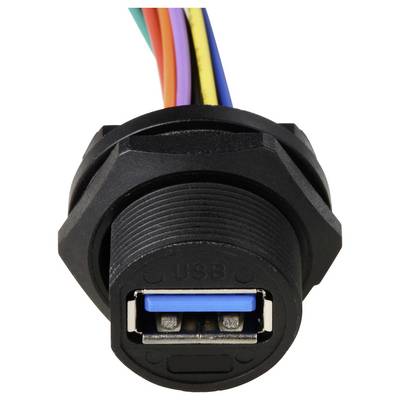 'Black USB 3.0 socket with coloured cables'