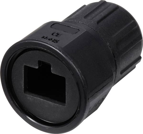 TRU COMPONENTS TC-E13T-MRJ-PRA06 RJ45 Straight Male Plastic Plug (Threaded) TC-13543624     Black 1 pc(s)