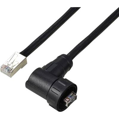 Two cables: One with a standard Ethernet plug and the other with an industrial plug; suitable for network connections.