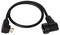 Black HDMI cable with angled connectors, suitable for connecting multimedia devices to screens or projectors.