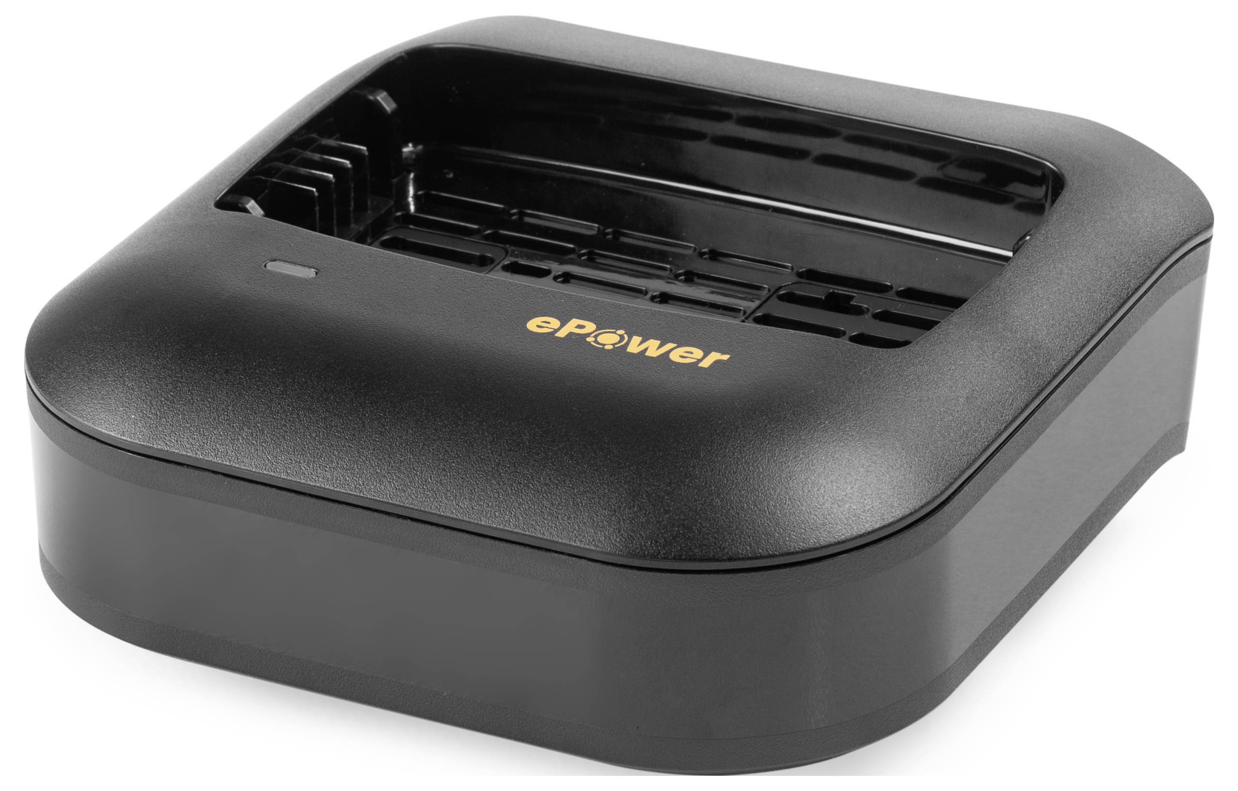 Charging tray with a black housing and 'ePower' logo, suitable for charging electronic devices.