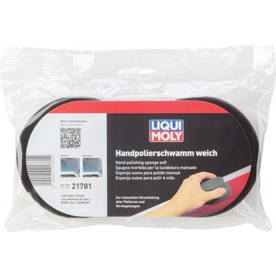 Soft Hand Polishing Sponge by LIQUI MOLY in packaging. For manual polishing and sealing, with illustrated instructions and QR code.