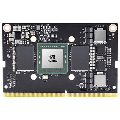 Graphics card with a black circuit board and multiple visible electronic components, with a chip featuring the 'NVIDIA' logo in the centre.