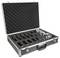 'Open case with black padded interior for securely storing various devices or instruments. Suitable for transport and protection.'