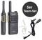 '5-Person Team Set' consisting of two handheld radios with antennas, clips and cable accessories. Model PT-375 by Maas.
