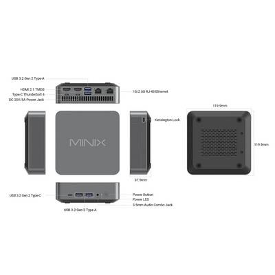 Minix Mini PC 1286036 Intel® Core™ i5 12600H 4.5 GHz 16 GB RAM 512 GB SSD Intel Intel Iris 512GB Win 11 Pro NGC N512-9