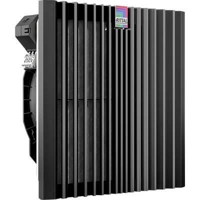 'Electric heat sink with black fins and Rittal logo, suitable for industrial devices for heat dissipation.'