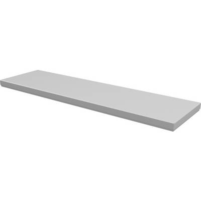 A long, rectangular grey wooden board shows a smooth, flat surface, suitable for constructing a shelf.
