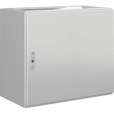 A closed, white freezer with a smooth front and a control panel on the left side.