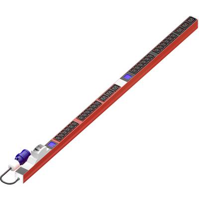 Red power strip with multiple socket outlets, suitable for industrial applications.