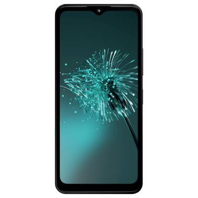 A smartphone displaying a close-up of a dandelion against a turquoise background.