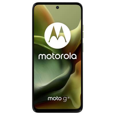Smartphone with a large screen, displaying 'motorola' and 'moto g' logo on an abstract background.