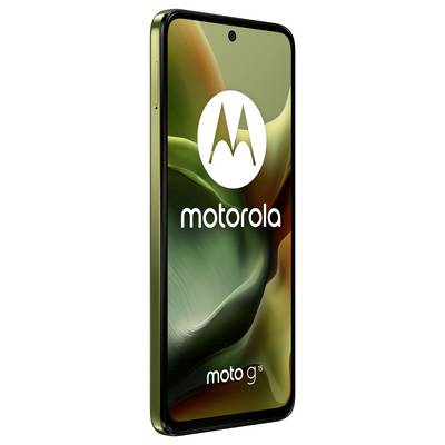 The image shows a green Motorola smartphone with the logo and inscription 'moto g' on the display.