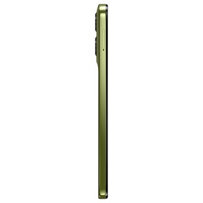 The side view of a modern, gold-coloured smartphone shows its sleek design and protruding camera area.