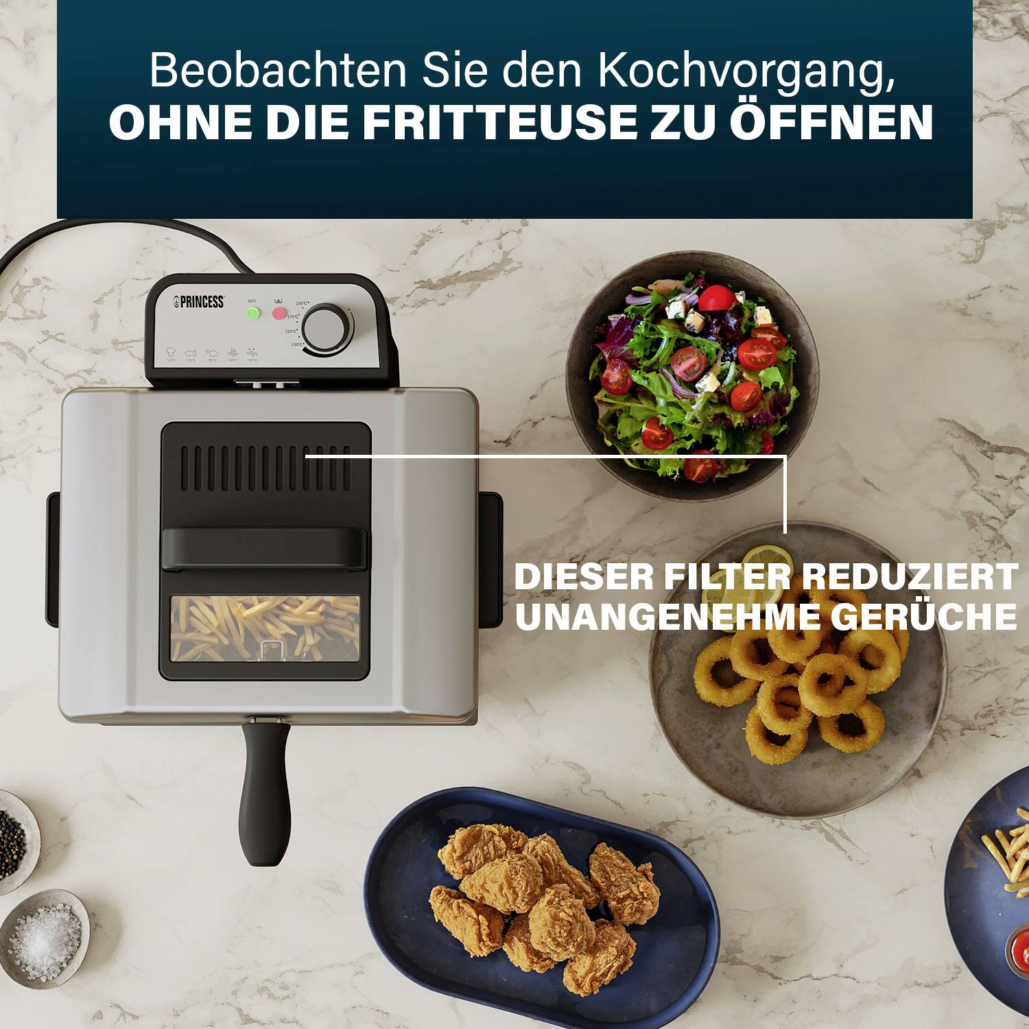 Princess neu Deep fryer 5 l 3270 W Non-stick coating, Overheat protection Silver, Black-4