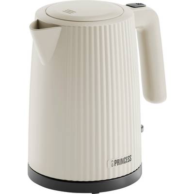 Beige kettle with a ribbed surface and spout, with the brand name 'Princess' at the bottom right.