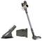 Cordless stick vacuum cleaner with accessories: a suction brush and a wall mount. Ideal for floor cleaning and versatile use.