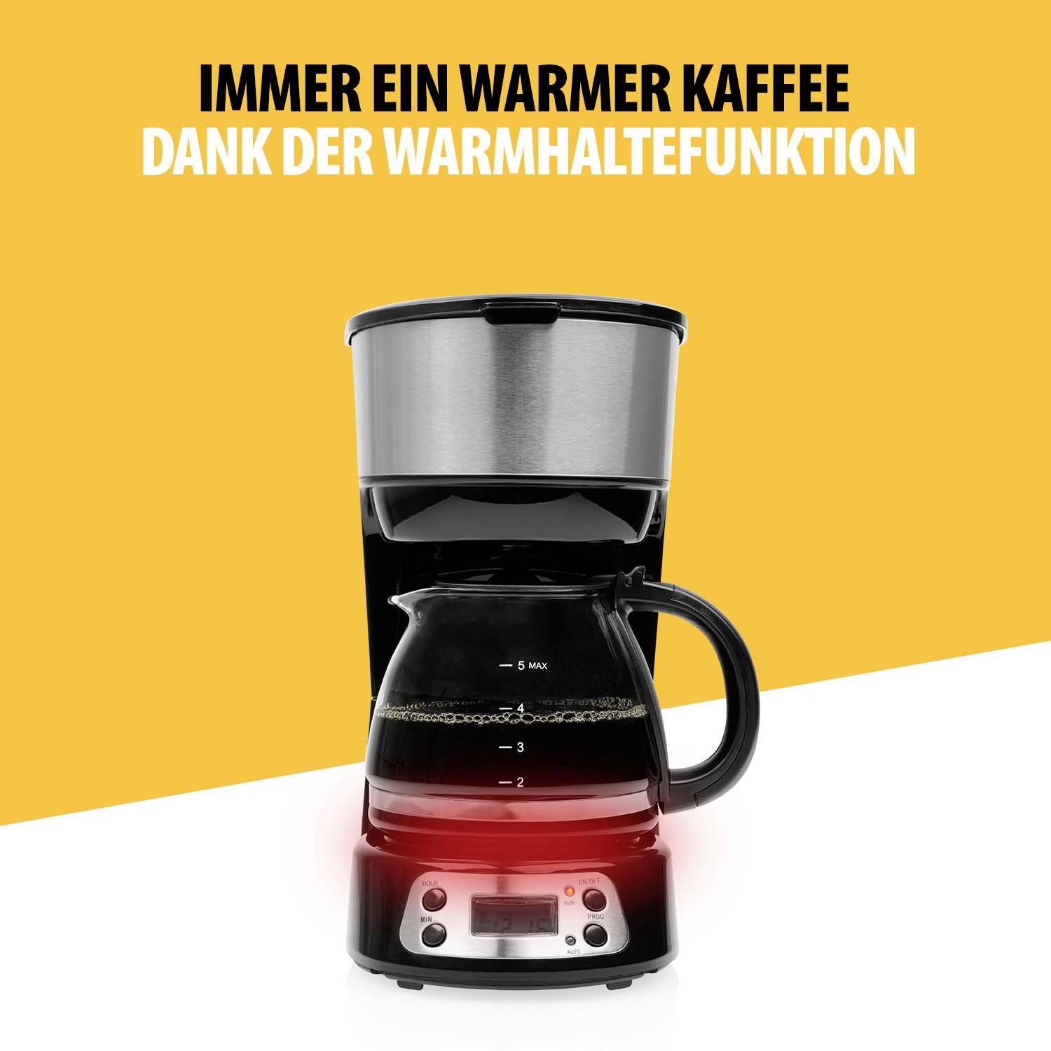 Tristar Coffee maker Black Cup volume=6 Glass jug, Plate warmer-5