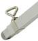 A rectangular grey metal bar with a hook at one end, likely used as a fixing or tensioning device.