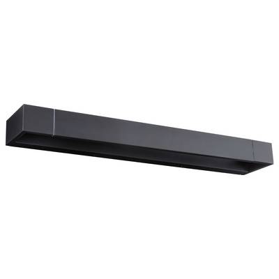 A black, rectangular extractor grille, suitable for modern kitchens or ventilation systems, shows a sleek, minimalist design.
