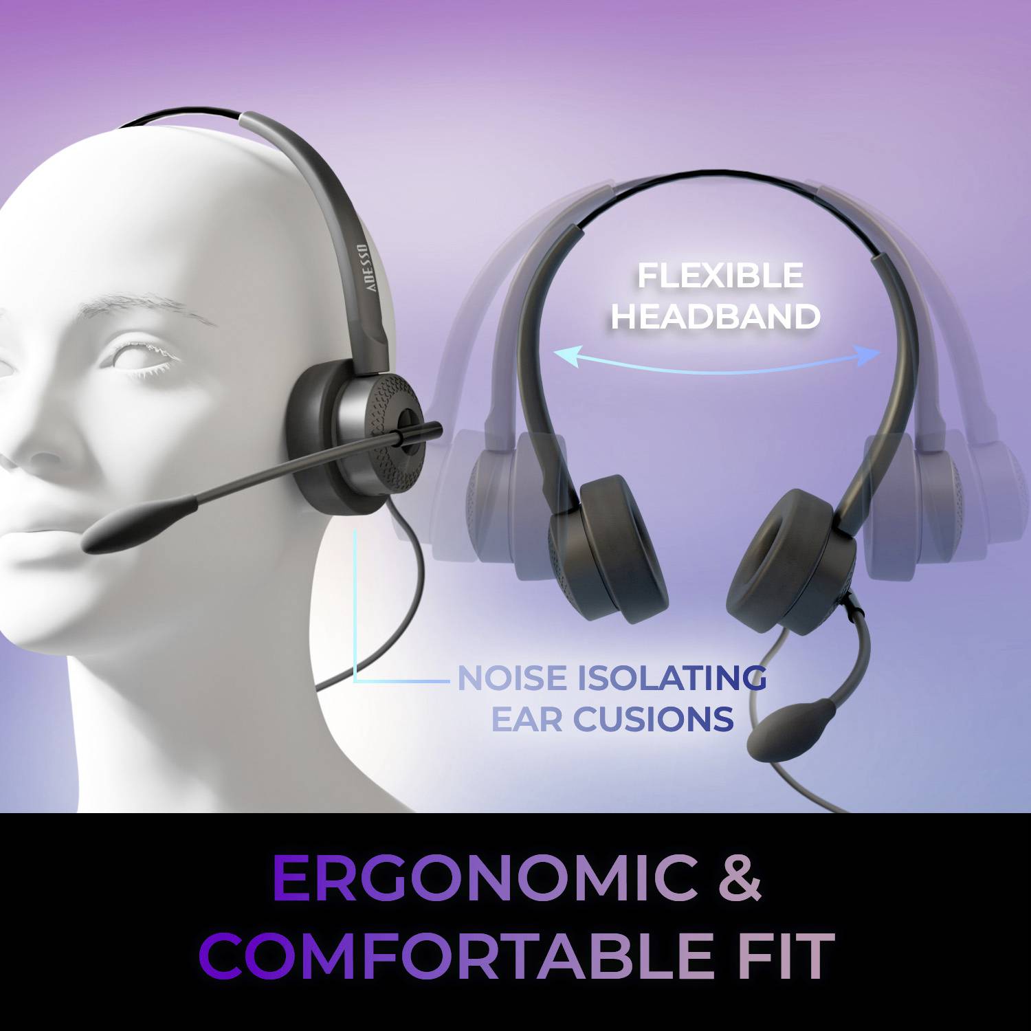 Adesso Xtream P7 AI Copilot Headset On-ear headset Corded (1075100) Stereo Black (mottled) Headset PC-7