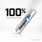 Battery with label 'Energizer Ultimate Lithium', next to text '100% leak-proof', small text 'Under normal use'.