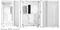 'Computer casing in three views: left side view with open interior, centre rear view with connections, right front view with ventilation slots.'