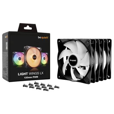 'Be quiet! Light Wings LX 120mm PWM' fan, RGB lighting, 3-pack, including screws. Ideal for PC cases, quiet and efficient.