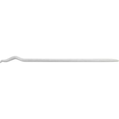 A white, curved plastic tool used as a dental cleaning instrument.