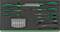 'Close-up of a tool set with various screwdrivers and bits in a moulded storage system.'