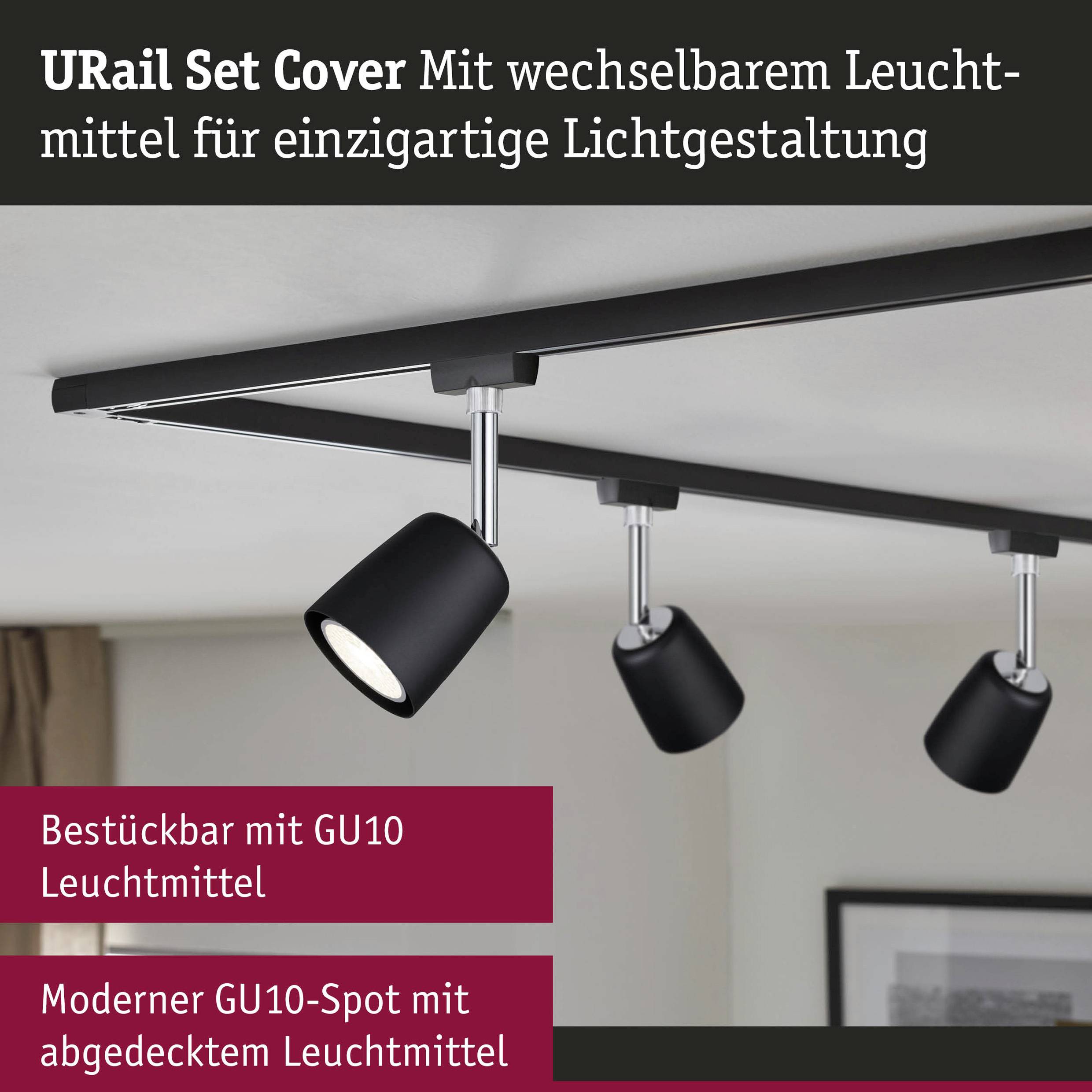 Paulmann 41303 High voltage mounting rail light set URail GU10 10 W LED (monochrome) Black (matt), Chrome-8