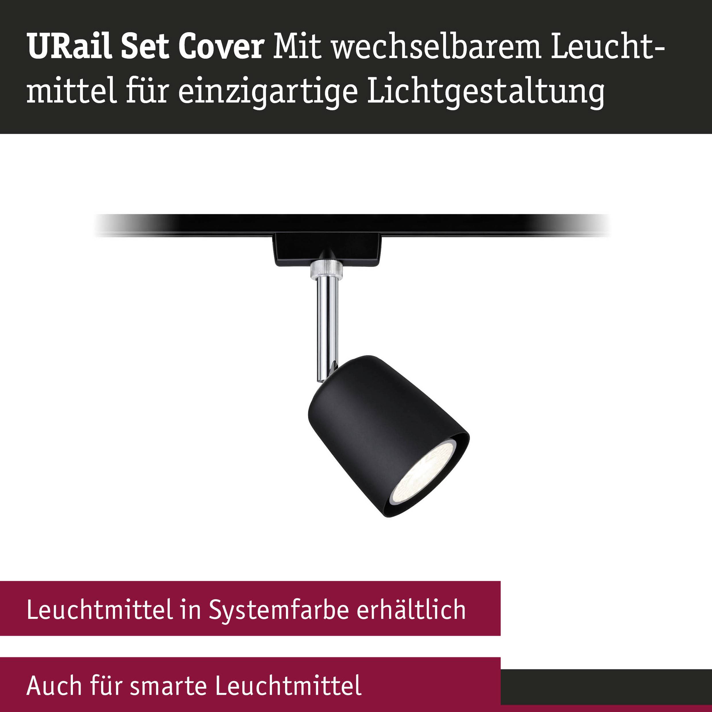 Paulmann 41303 High voltage mounting rail light set URail GU10 10 W LED (monochrome) Black (matt), Chrome-9