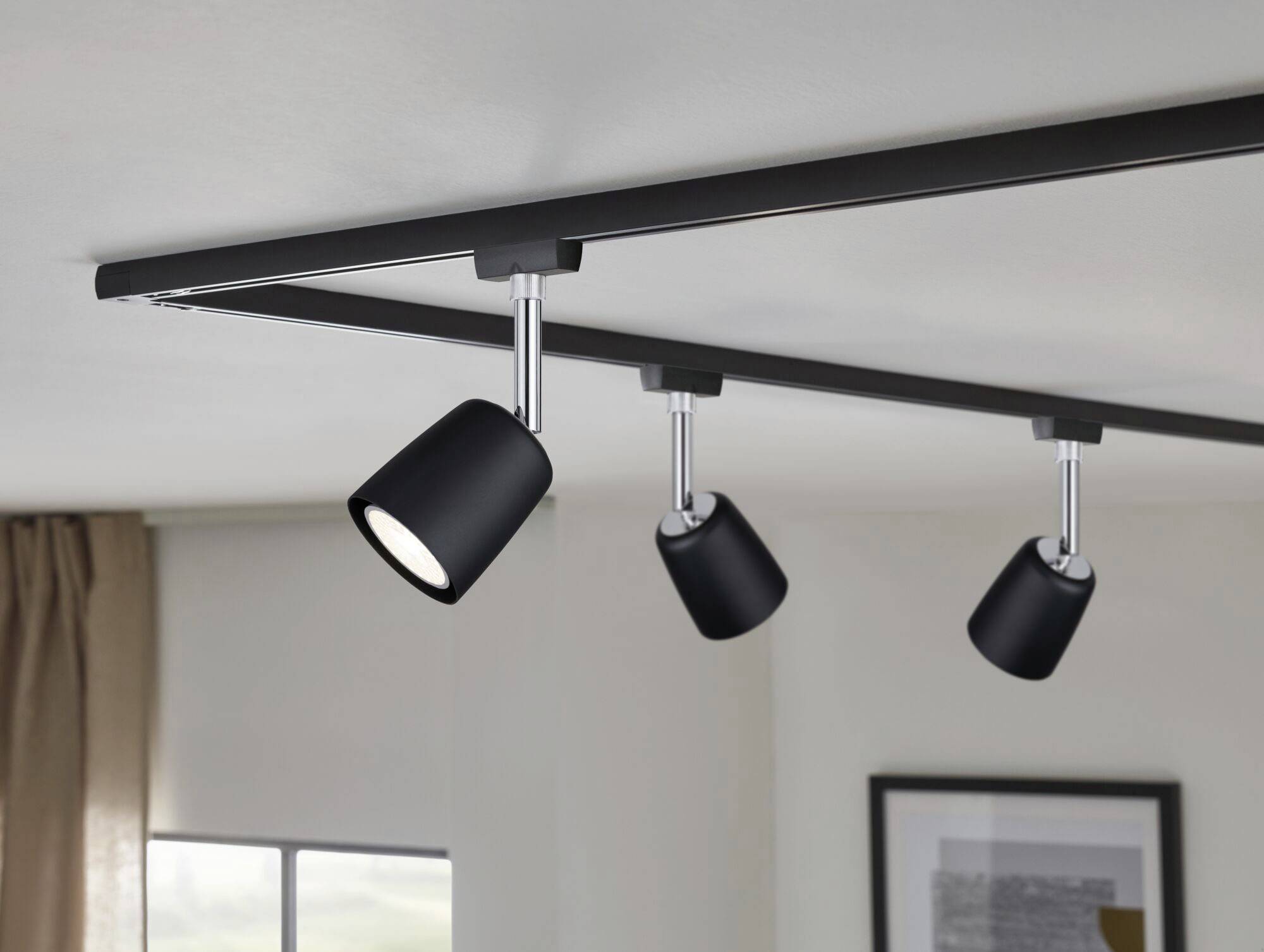 Paulmann 41303 High voltage mounting rail light set URail GU10 10 W LED (monochrome) Black (matt), Chrome-5