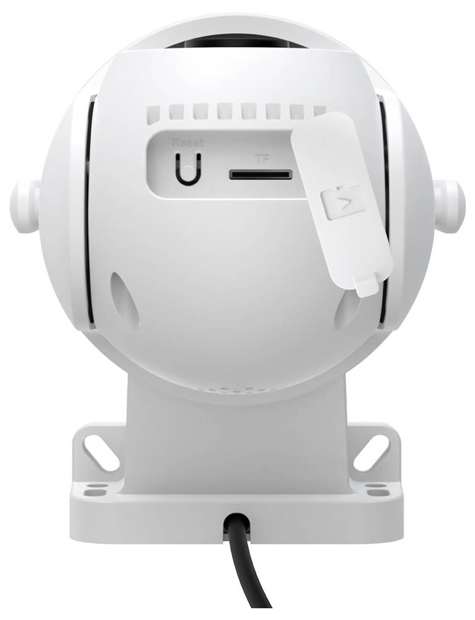 White electronic device with two side screws. At the top, there are slots with a removable cover clip.