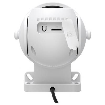 White electronic device with two side screws. At the top, there are slots with a removable cover clip.