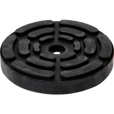 A round, black rubber foot with non-slip patterns. Used to keep heavy equipment stable and reduce vibrations.