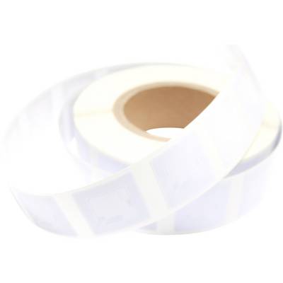 A roll of semi-transparent stickers on a white background. Primarily a decorative element.