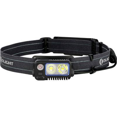 Head torch with adjustable elastic strap, two LED lights and side button.