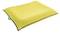 A yellow air cushion with a black border and side loop, lying on a smooth surface.