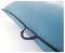 A blue cushion with a black carrying strap on the side, suitable for easy carrying or moving.
