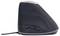 Ergonomic vertical mouse viewed from the side with USB cable. Two operation buttons and a scroll wheel are visible.