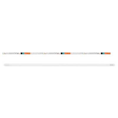 'LED fluorescent lamp' in a white package with colourful accents, with the lamp itself shown underneath.