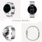 Smartwatch Siona2 in Silver from Various Angles: Display with Dial and Fitness Indicator, Rear View and Side View with Wristband.