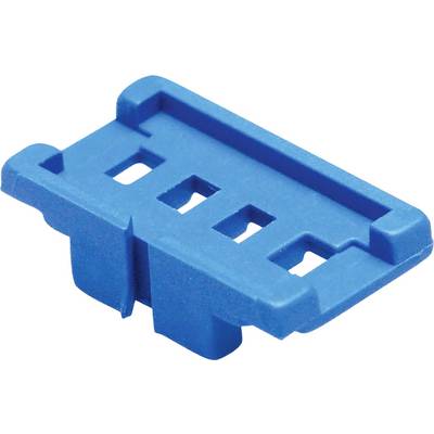 A blue plastic component with rectangular openings, possibly a technical accessory or adapter.
