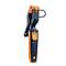 A digital thermometer with clips, primarily in black and orange. Suitable for precise temperature measurements.