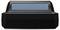 A rectangular, dark grey plastic casing with a blue display at the top, potentially for an electronic device.