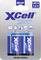 Two XCell Alkaline LR14 1.5V batteries in packaging, suitable for torches, toys and remote controls.